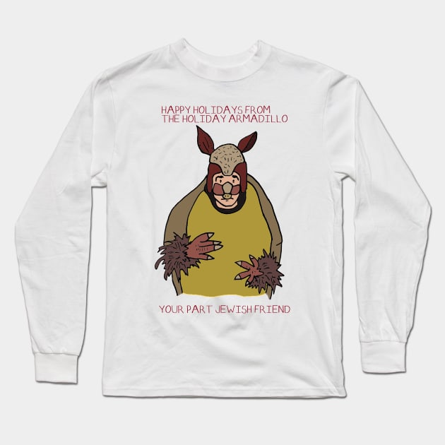 Holiday Armadillo Long Sleeve T-Shirt by JennyGreneIllustration